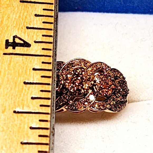 Natural Champagne Diamond ring in 14K Rose Gold vermeil over 925SS 1.00tcw sz 7 - Picture 3 of 6